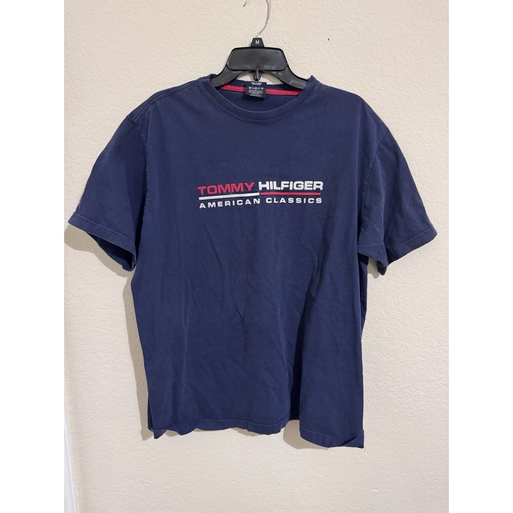 Tommy Hilfiger American Classics T-Shirt Mens Large Navy Blue Embroidered Logo